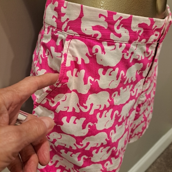 Lilly Pulitzer Buttercup Pink Tusk in Sun Elephant Scalloped Hem Shorts - Picture 5 of 9